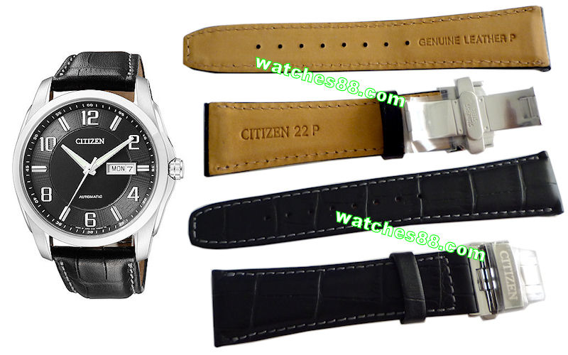 Citizen 22mm Genuine Leather Strap for NP4020 & etc � color: Black - Code: 59-S51990