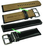 Seiko 24mm Genuine Calf Leather Strap for SNAB67, SNAB69, SNAB71, SNAB73, etc.- Black Color