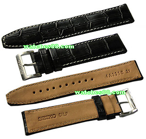 Seiko 21mm Genuine Calf Leather Strap for SRP009, SRP011, SRP013, SRP015, SRP017, etc. -Black Color