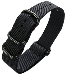 22mm ADMIRAL Nato Nylon Strap Code: N22BBK Color: Black