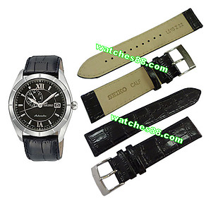 Seiko 22mm Genuine Calf Leather Strap for SSA011 Color: Black  Code: L01GZ22