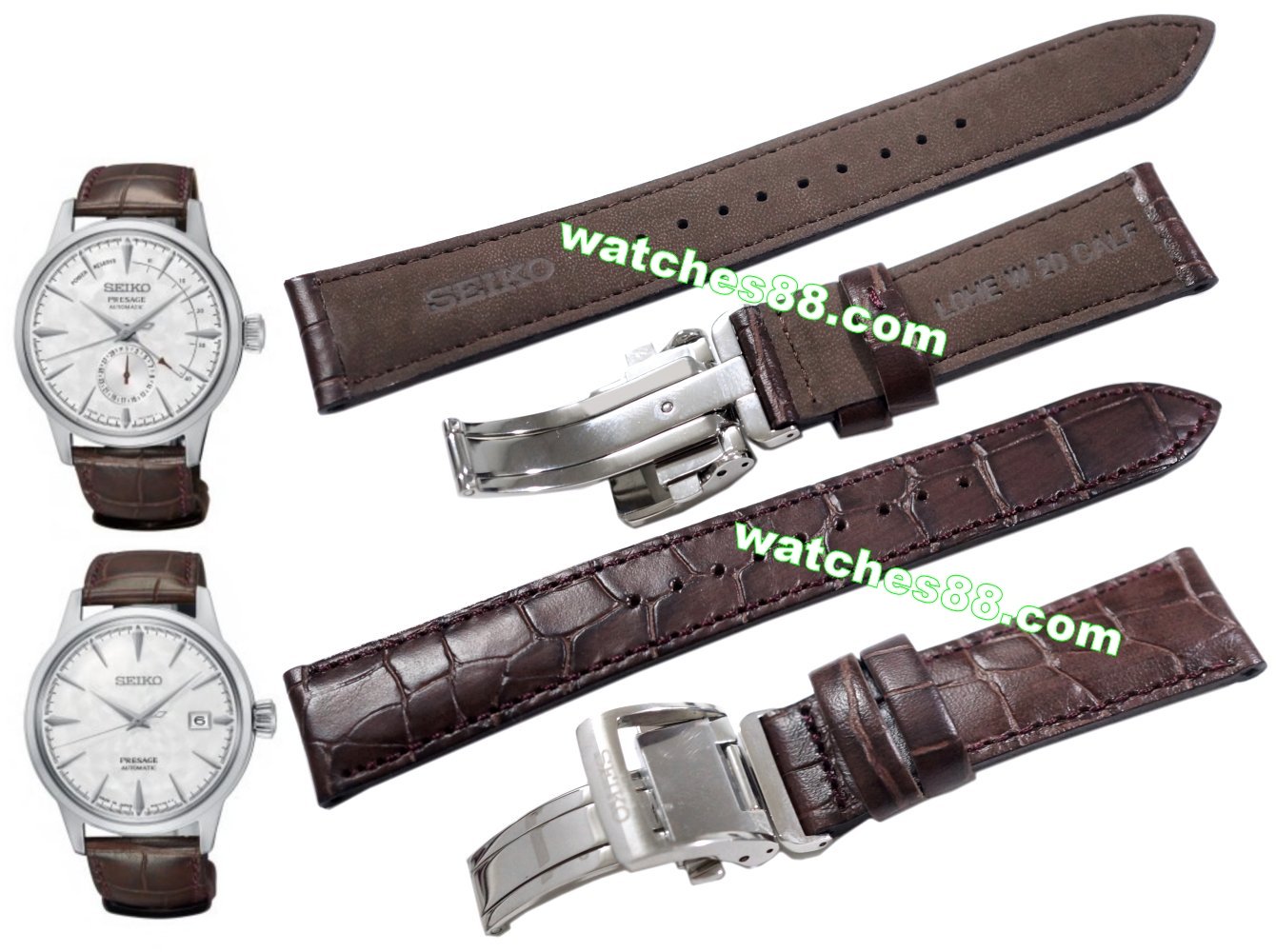 watches88. SEIKO PRESAGE 20mm Genuine Leather for SRPC03 SSA363J1  Code:L0HE015J0 Color:Brown