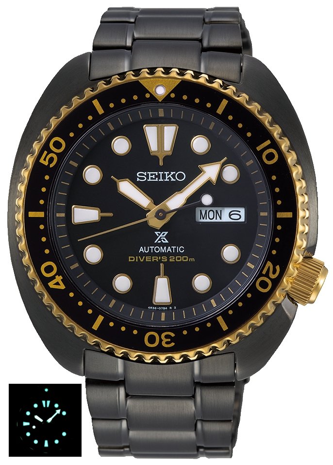 watches88. SEIKO PROSPEX Black Gold Turtle Special Edition Diver's 200M  Automatic SRPD46K2