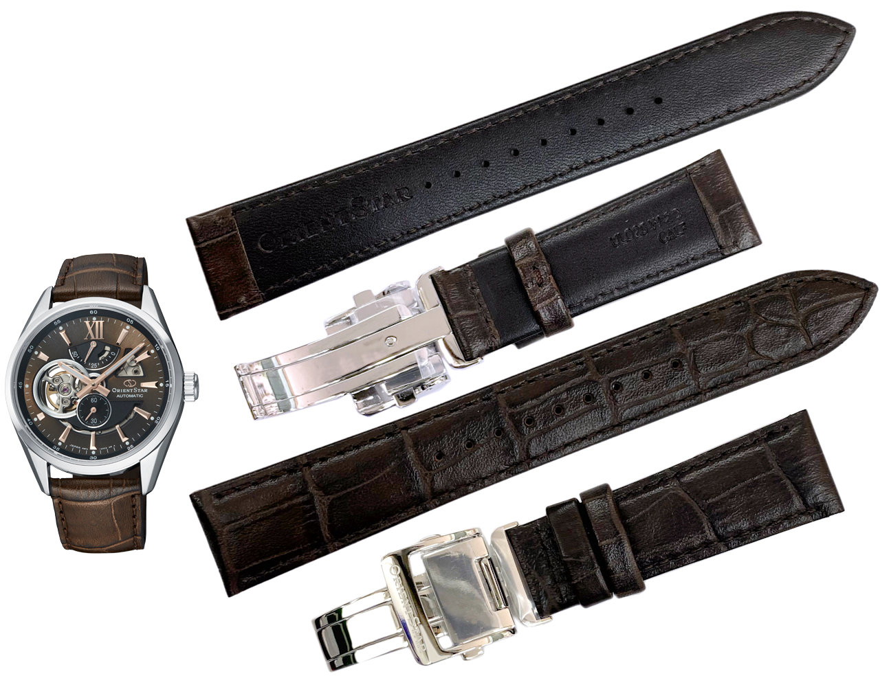 ORIENT STAR 21mm Genuine Calf leather Strap for RE-AV0006Y Code: UL031012j0 Color: Brown